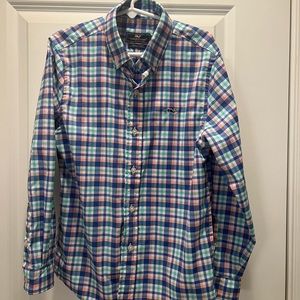 Boys vineyard vines, long sleeve plaid dress shirt size 7